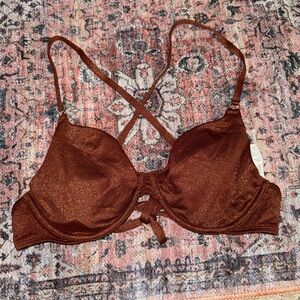 Sparkly brown women’s bikini top